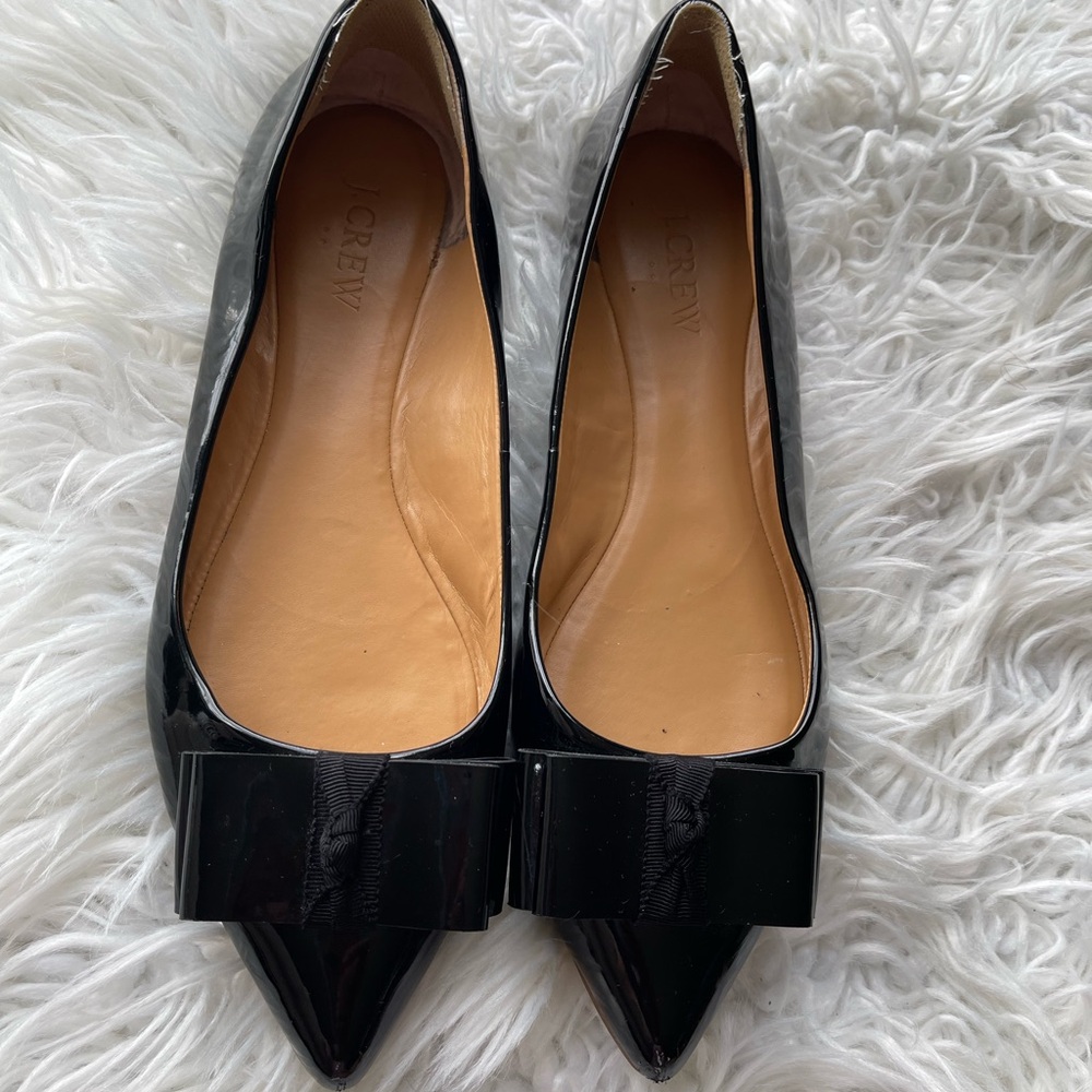 J. Crew Black Bow Flats Elegant Loafers